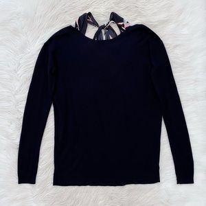Dorothee Schumacher Navy Blue Knit Ribbon Detail Pullover Sweater